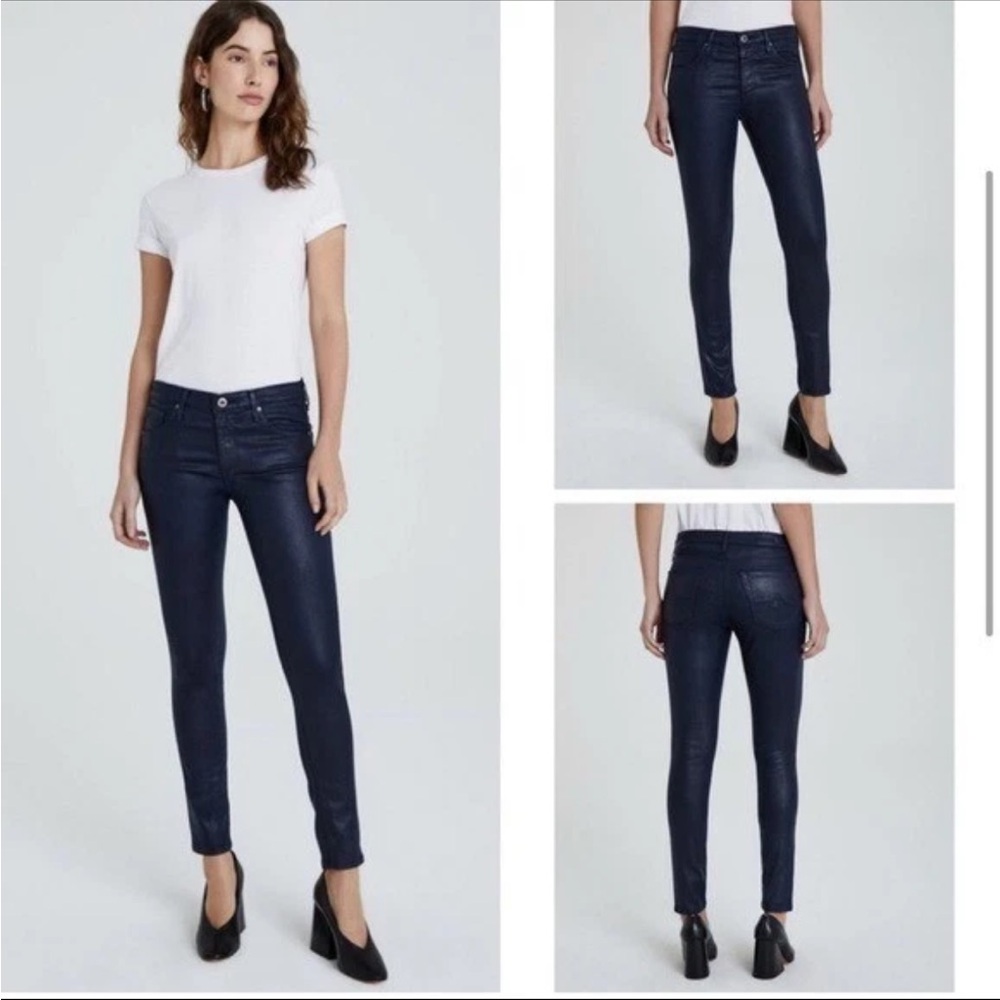 Ag Adriano Goldschmied Legging Ankle Jean Leatherette Super Skinny Blue size 27